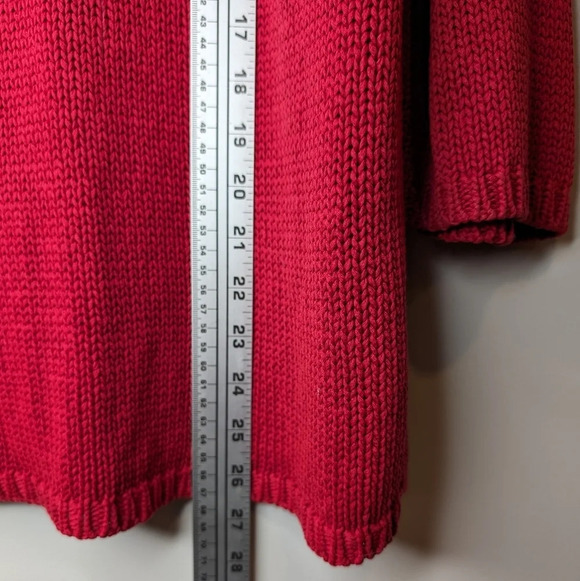 Vintage Northern Reflections Red  Knit 3/4 Sleeve V Neck Sweater Top Women Large - Picture 7 of 8
